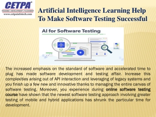 Artificial Intelligence Learning Help To Make Software Testing Successful