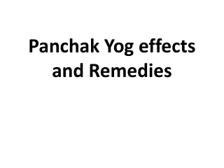 Panchak Yog effects and Remedies