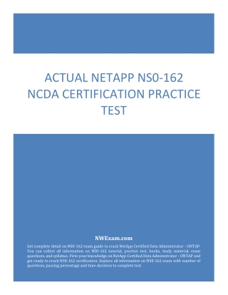 [UPDATED] Actual NetApp NS0-162 NCDA Certification Practice Test