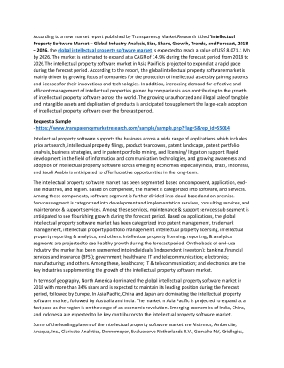 INTELLECTUAL PROPERTY SOFTWARE MARKET EXPECTED TO REACH US$ 8,071.1 MN BY 2026
