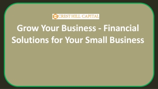 Grow Your Business: Financial Solutions for Your Small Business