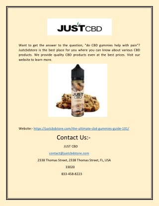 Do Cbd Gummies Help With Pain? | Justcbdstore.com