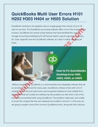 How to Fix QuickBooks Error Code H101, H202, H303, or H505?