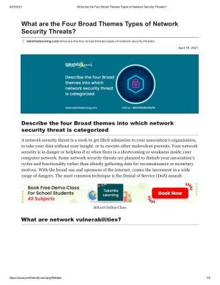 What are the Four Broad Themes Types of Network Security Threats pdf