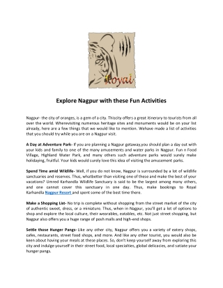 Explore Nagpur with these Fun Activities