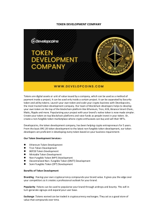 TOKEN DEVELOPMENT COMPANY