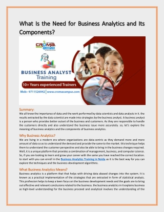 What Is the Need for Business Analytics and Its Components