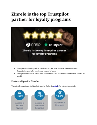 Zinrelo is the top Trustpilot partner for loyalty programs