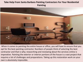 Take Help From Santa Barbara Painting Contractors For Your Residential Painting