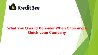 What You Should Consider When Choosing a Quick Loan Company