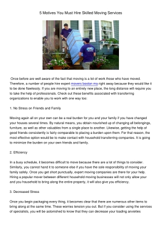 MotivesYouMustHireSkilledMovingServices