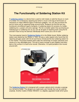 The Functionality of Soldering Station Kit