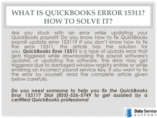 What is QuickBooks Error 15311