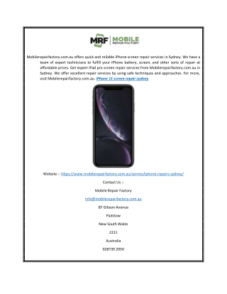 Iphone 11 Screen Repair Sydney | Mobilerepairfactory.com.au