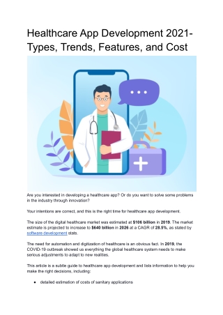 Healthcare App Development 2021- Types, Trends, Features and Cost