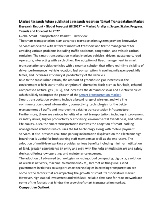 Smart Transportation Market Trend and Forecast to 2027