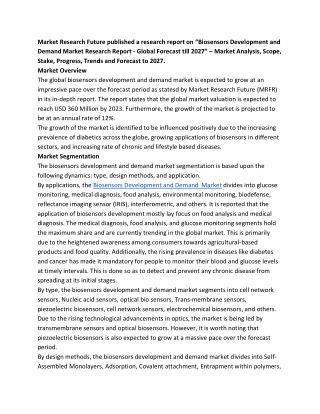 Biosensors Development and Demand Market 2027