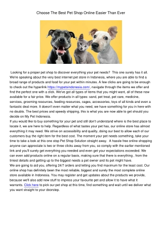 ChooseTheBestPetShopOnlineEasierThanEver