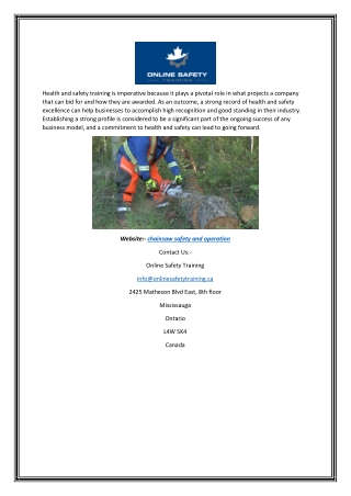 Chainsaw Safety and Operation | Onlinesafetytraining.ca