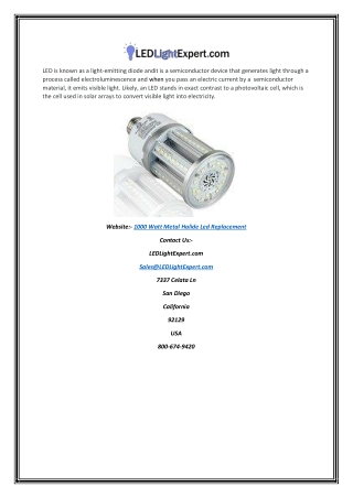 1000 Watt Metal Halide Led Replacement | Ledlightexpert.com