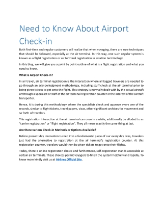 Need to Know About Airport Check in