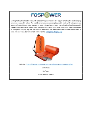 Emergency Sleeping Bag | Fospower.com