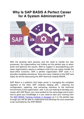 Why Is SAP BASIS A Perfect Career for A System Administrator?