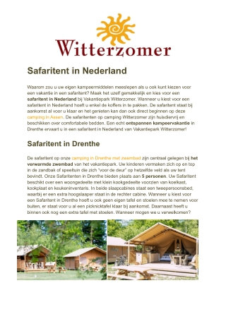 Vakantiepark Witterzomer - Safaritent Nederland