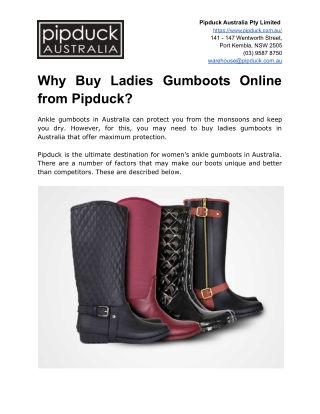 Why Buy Ladies Gumboots Online from Pipduck?
