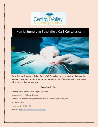 Hernia Surgery in Bakersfield Ca | Cenvalss.com