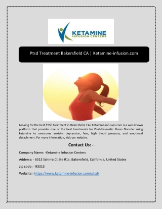 Ptsd Treatment Bakersfield CA | Ketamine-infusion.com