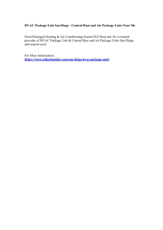 HVAC Package Unit San Diego - Central Heat and Air Package Units Near Me