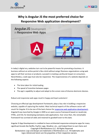 Angular JS the most preferred choice for Responsive Web application development