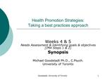 Health Promotion Strategies: Taking a best practices approach