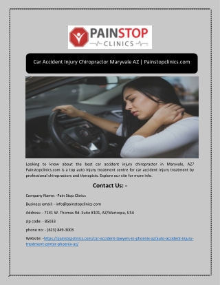 Car Accident Injury Chiropractor Maryvale AZ | Painstopclinics.com