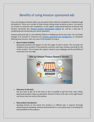 Benefits of using Amazon sponsored ads