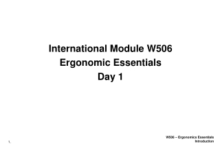 International Module W506 Ergonomic Essentials Day 1