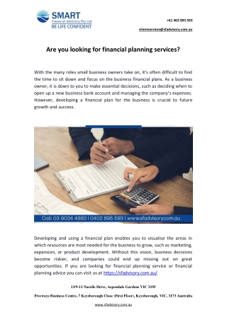 Are you looking for financial planning services?