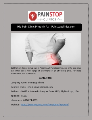 Hip Pain Clinic Phoenix Az | Painstopclinics.com