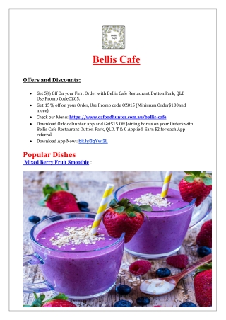 5% off - Bellis Cafe Restaurant Dutton Park, QLD.