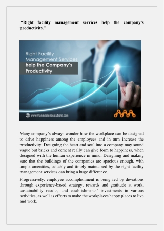Why Have A Facility Management Services