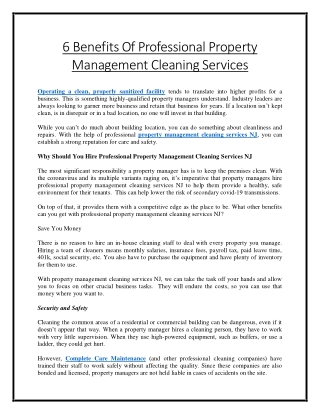 6 Benefits Of Professional Property Management Cleaning Services