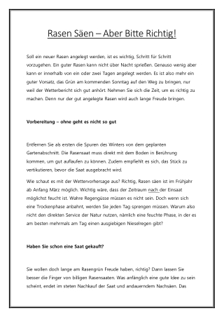 Rasen Säen – Aber Bitte Richtig!