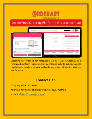 Online Food Ordering Platform | Orderart.com.au