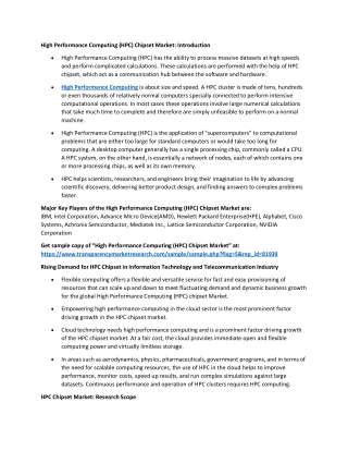 High Performance Computing (HPC) Chipset Market