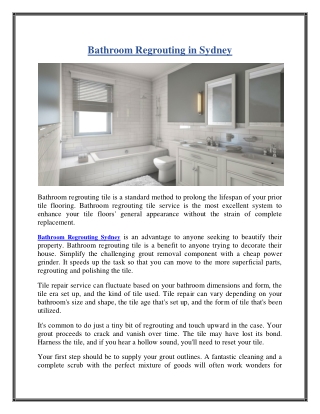 Bathroom Regrouting Sydney