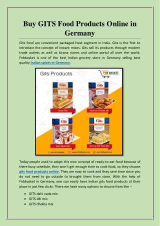 Buy GITS food products online in Germany