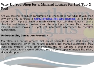 Why Do You Shop for a Mineral Ionizer for Hot Tub & Pool