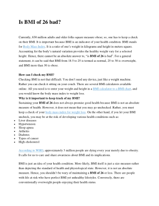 Is BMI of 26 bad?