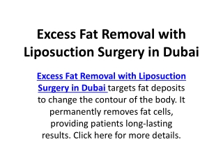 Excess Fat Removal with Liposuction Surgery in Dubai